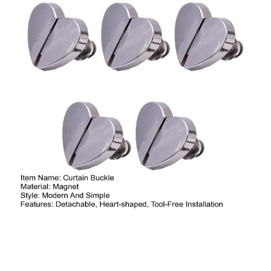 5 шт. Магнитные подхваты для штор Застежка для штор Пуговицы в форме сердца Съемные булавки Магниты в форме сердца для дома, комнаты, оконных штор, штор для автодома