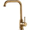 Modern Brushed Gold Solid Brass Bathroom Single Handle Cold Faucet with Ceramic Valve Core and Side Spray