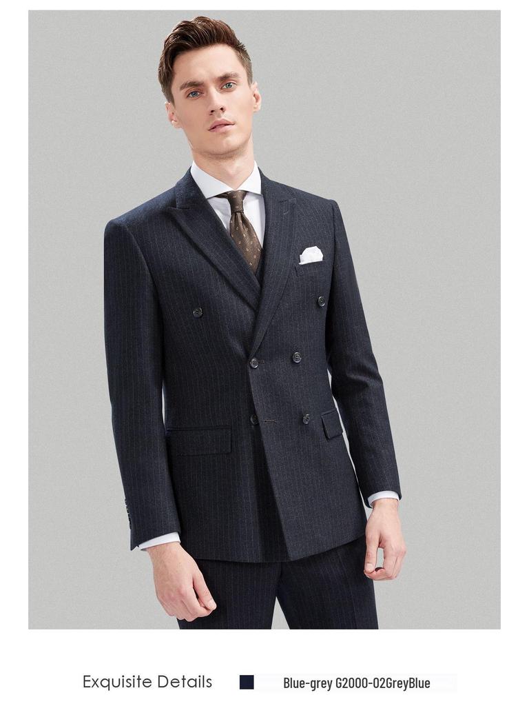 Мужской приталенный двубортный серый костюм в полоску - Британский стиль, деловой кэжуал/формальный смокинг для жениха или свадьбы.