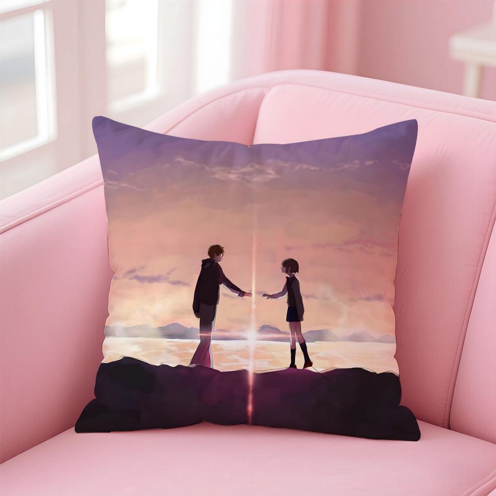 Romantic Anime Japanese Movie YYour Name Cushion Cover Pillow Case Soft Skin Friendly Fabric Concealed Zipper