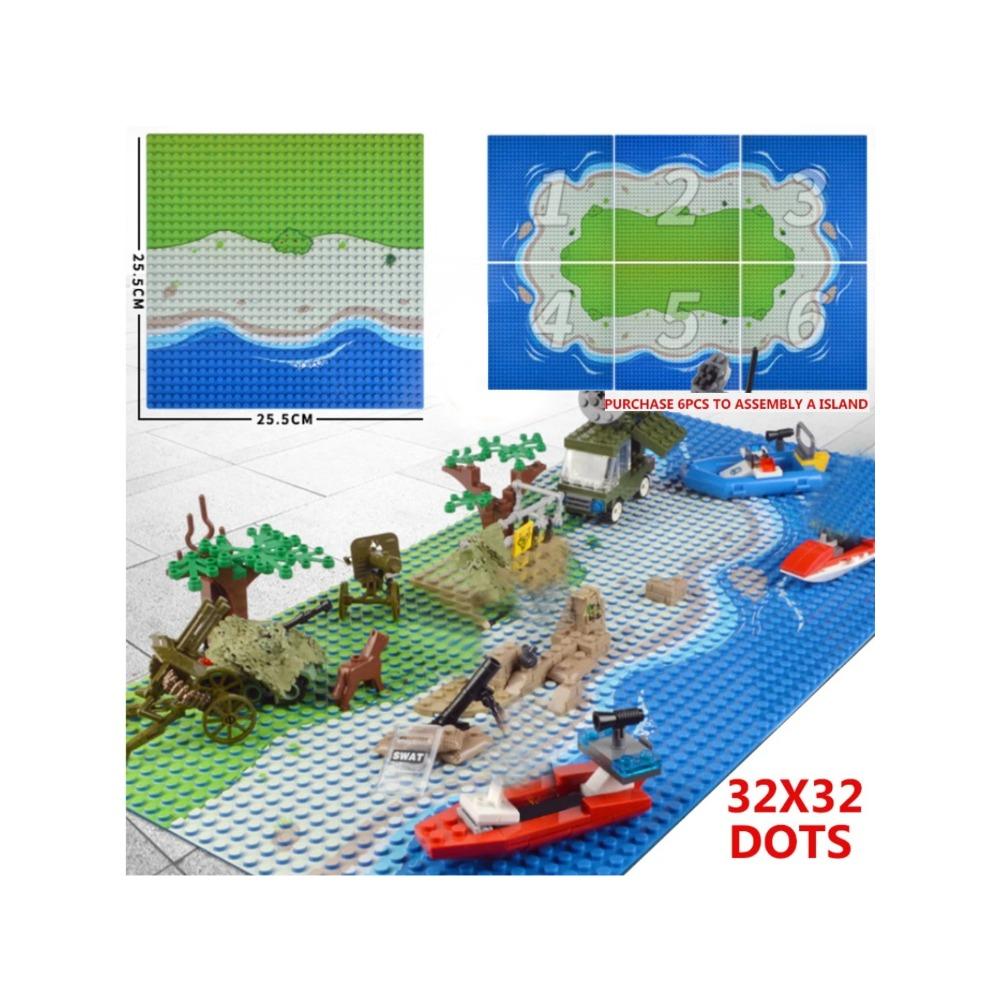 32x32 точки Островной стиль пастбища Базовая пластина Детали для городских военных фигурок солдат Moc Строительные блоки Кирпичи Сцена Детские игрушки
