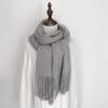 Winter Long Scarf Women's Simple Fringed Shawl with Imitation Cashmere Windproof Warm Solid Color Scarf