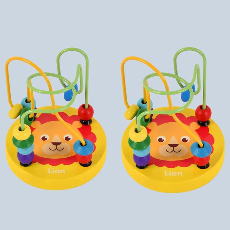 Красочные деревянные американские горки, обучающая круглая игрушка для дошкольного обучения, игрушка-лабиринт из бисера, идеальный подарок для маленьких детей