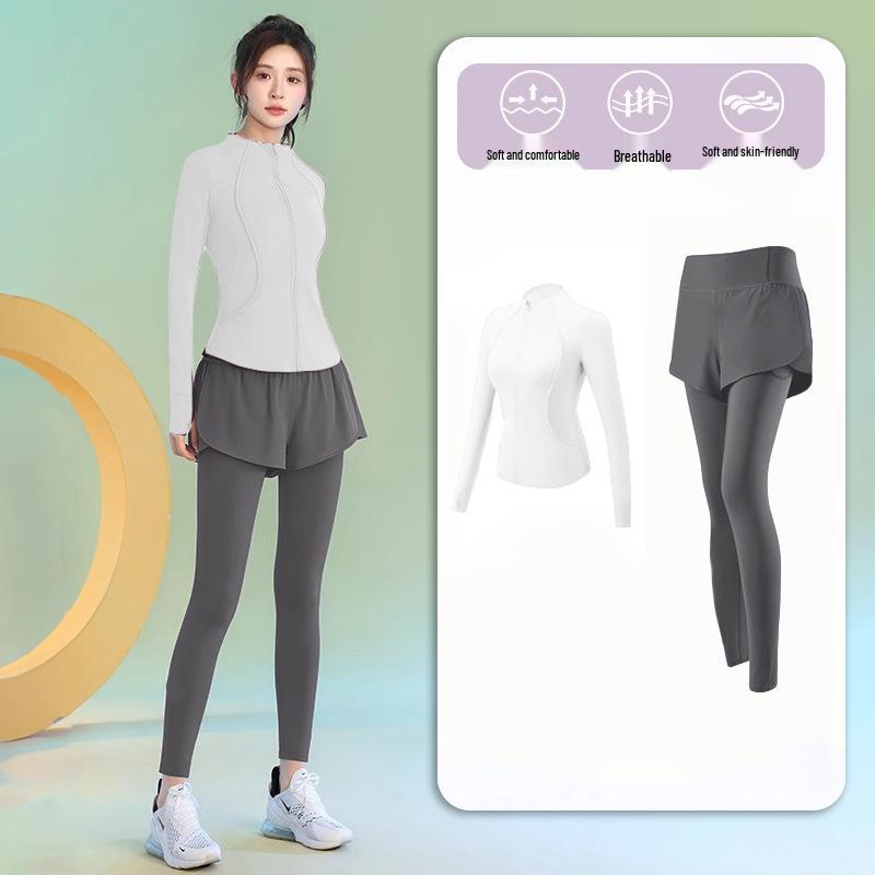 Женский комплект для похудения 2025 года для утренней пробежки и йоги - Фитнес-одежда с длинным рукавом и быстрой сушкой