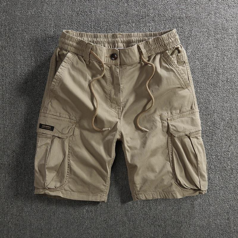 Men's American Retro Workwear Five-Point Shorts: Summer Comfort, Loose Fit, Multi-Pocket, Mid-Length