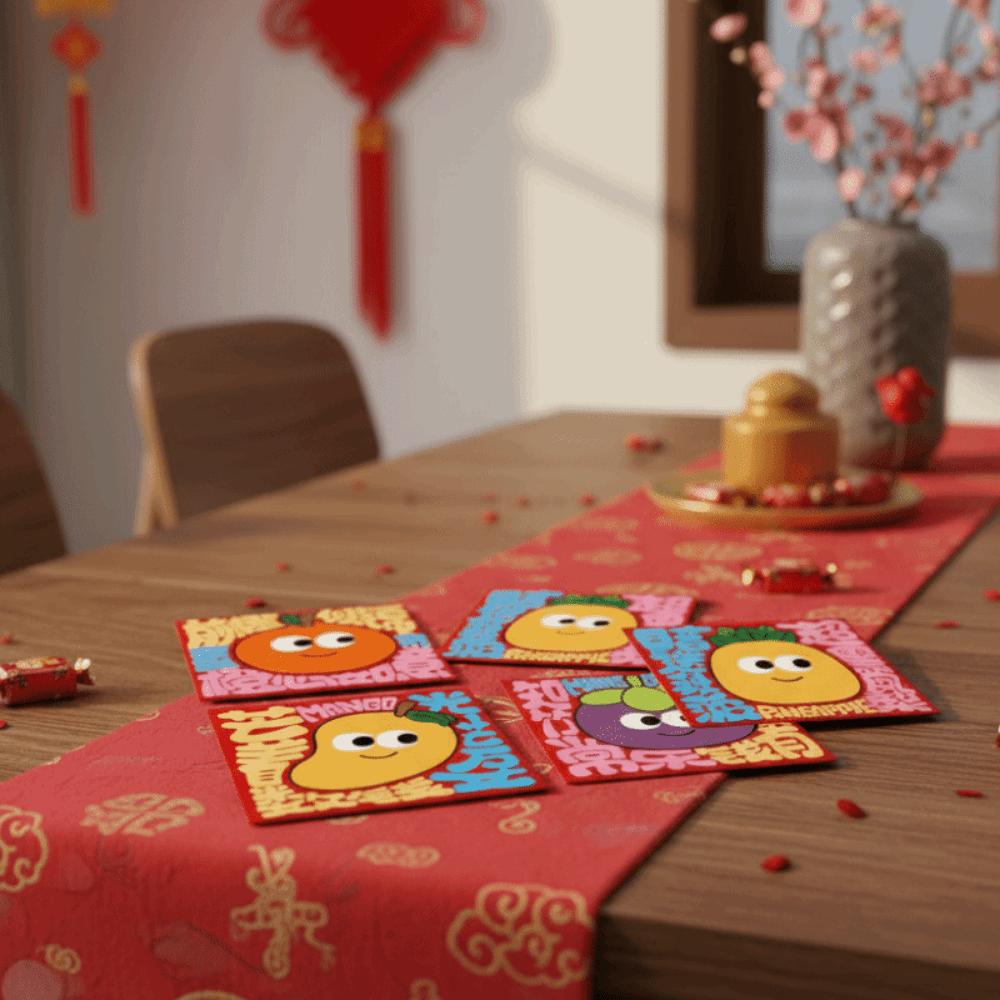 30pcs/set Cute Style Cartoon Red Packets Square Best Wishes Mini Money Bag Traditional Paper Money Pouch 2026 Horse Year