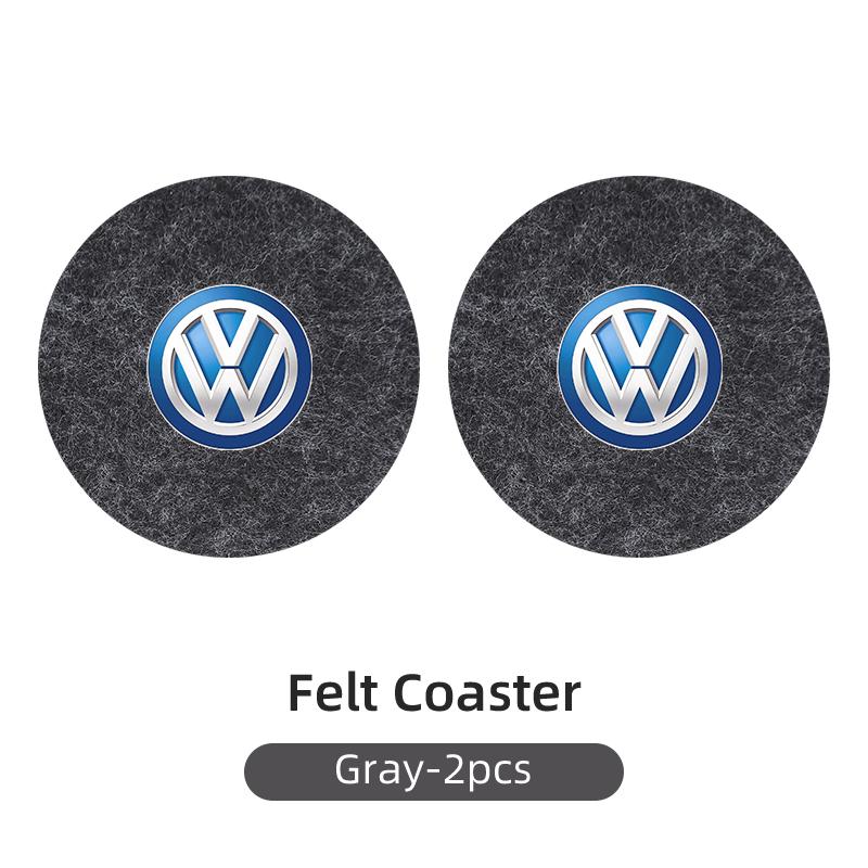 DOG1 2PCS Car Felt Material Coasters Water Cup Holder Mat Trimmmable For VW Scirocco Jetta Beetle B5 Passat Polo Tiguan Sharan Touran