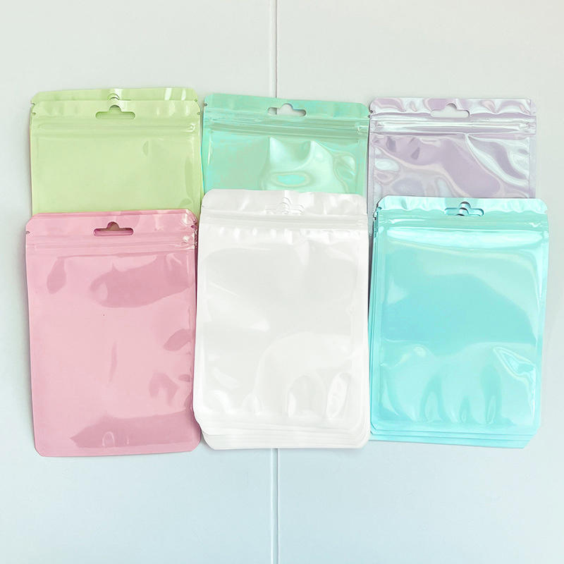 100pcs Macaroon Candy Colors Jewelry Bags For Necklace Earrings Ring Hair Clip Travel Plastic Jewelry Package Storage Bag