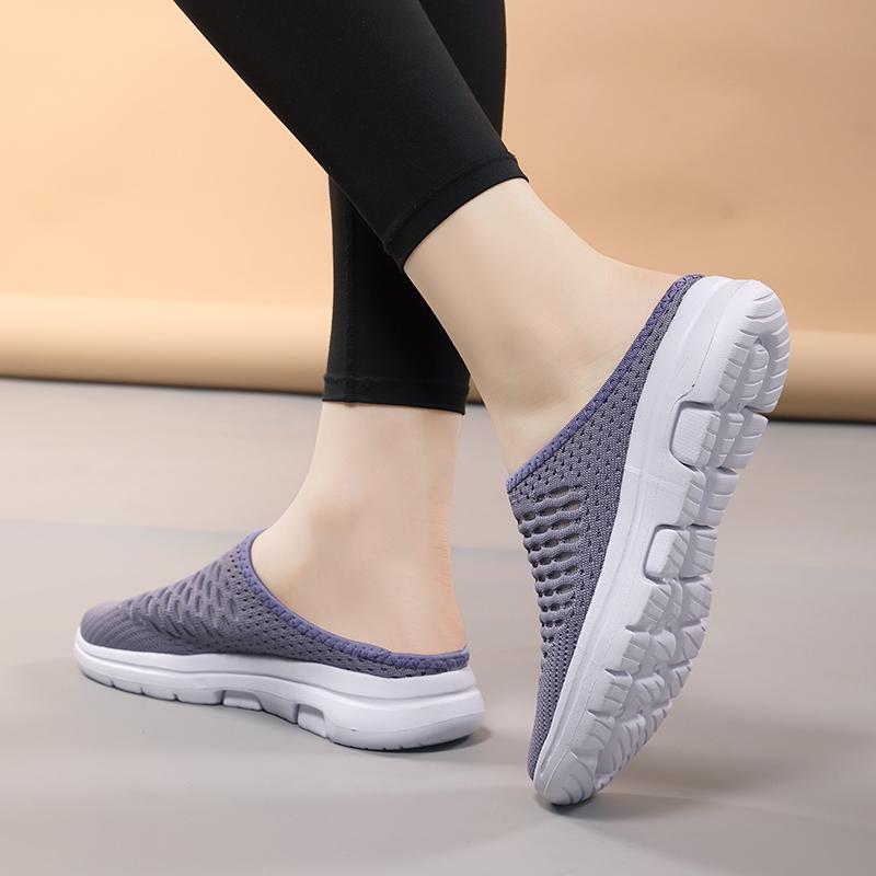 Женские сабо с открытой спиной, прогулочные кроссовки, летние сандалии для девочек, удобные повседневные дорожные тапочки-мюли для мам, большой размер