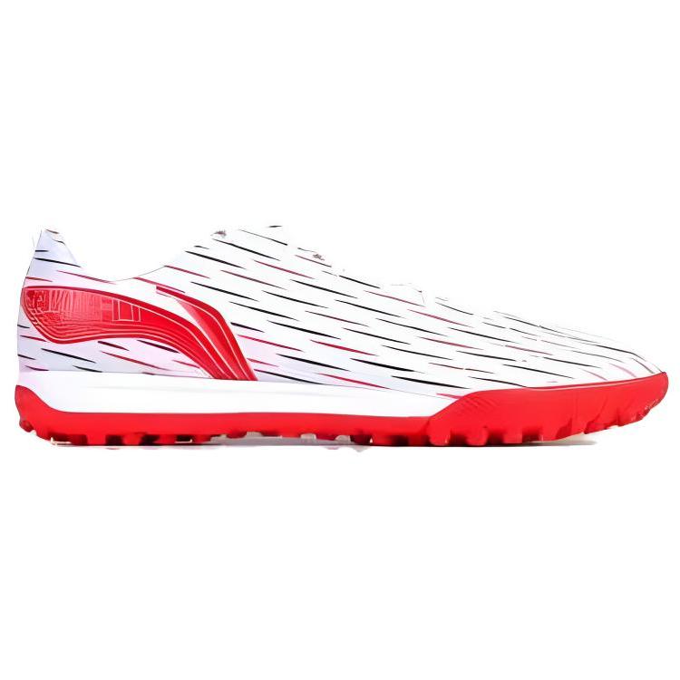 Li-Ning Удобный модный TF (Резиновые шипы) Футбольные бутсы с искусственным покрытием PU, нескользящие, износостойкие, мужские, белые, красные ASFU061-4