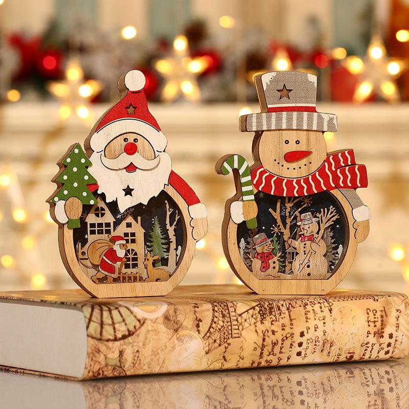 LED Santa Claus Wooden Ornament – Christmas Decoration & Gift