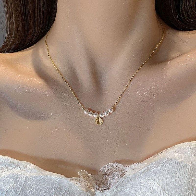 Ожерелье из пресноводного жемчуга, легкая роскошь, барочный кулон, ювелирные изделия высокого класса, французский изысканный, модный, простой