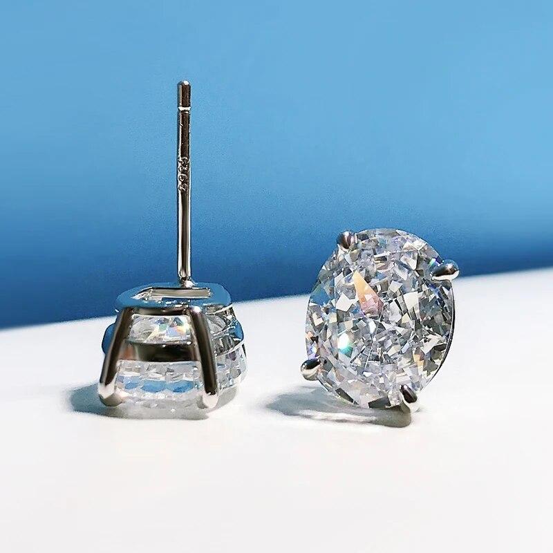 Женские серьги-гвоздики из стерлингового серебра 100% 925 пробы 8*10 мм, желтые, розовые, высокоуглеродистые, с бриллиантами, сверкающие свадебные ювелирные украшения