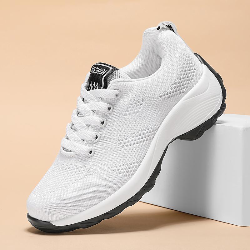2024 женские повседневные кроссовки для бега на открытом воздухе, противоскользящие модные летние кроссовки на платформе со шнуровкой, дышащая сетчатая прогулочная вулканизированная обувь