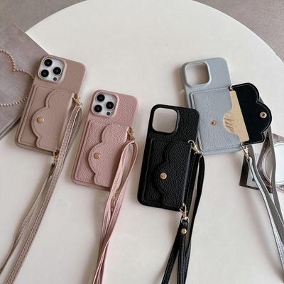 Кожаный чехол-кроссбоди для iPhone 16 15 14 13 12 11 Pro Max Plus Чехол для телефона с держателем для карт, шнурком, шейным ремешком, кошельком