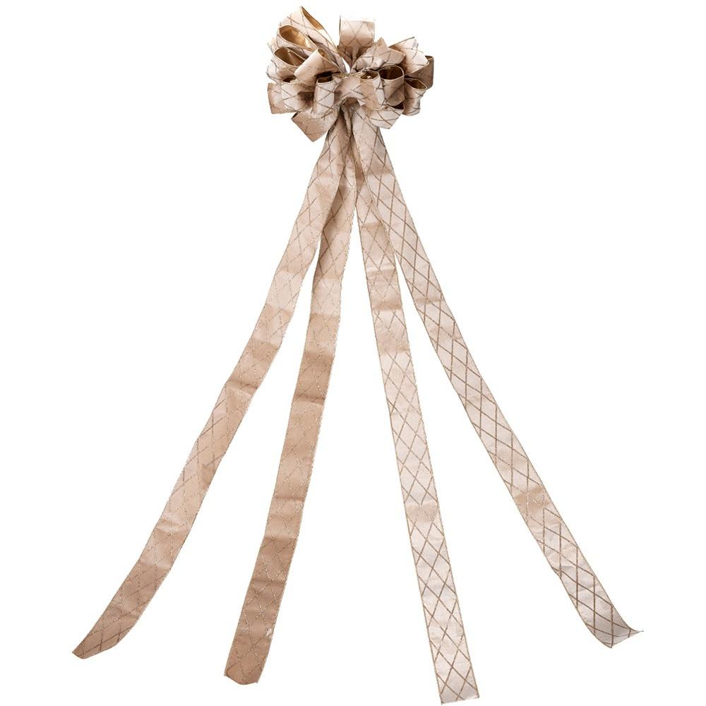 Decorative bow for Christmas tree, beige, 130x33 cm
