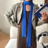 Y2K Knitted Scarf Solid Color Long Narrow Scarves Casual Wool Shawl  Outdoor