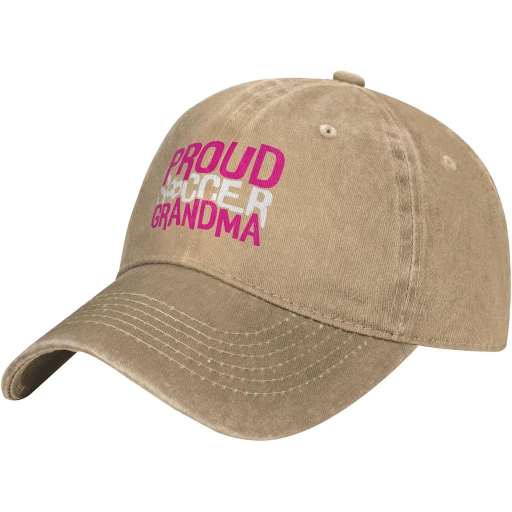 Proud Soccer Grandma Graphic Washed Baseball Cap Casual Cotton Adjustable Hat for Adults