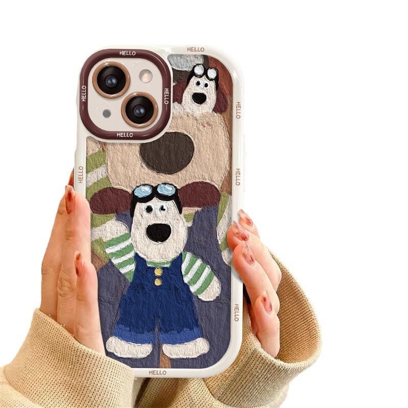 Подходит для чехла для мобильного телефона Apple 14promax iPhone 13/15 Масляная живопись Милая собака 11/12 Ниша Xs/xr