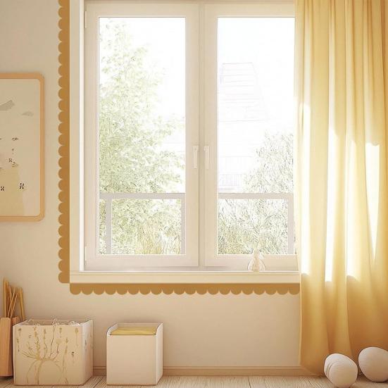 Yousheng 6/12Pcs Unfinished Scalloped Wood Border Trim Farmhouse Home DIY Crafts Wall Cabinet Shelf Door Window Frame Scalloped Edge Decorative Wood