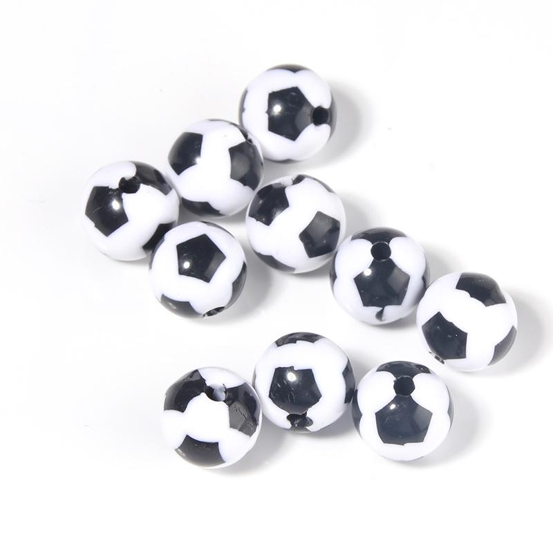 50 Pcs/bag Rugby, Basketball, Volleyball Acrylic Beads for Early Education & Handmade Crafts