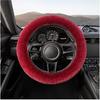 Fur Wool Sheepskin Car Steering Wheel Cover, 15 Inch Fluffy Anti-Slip Auto Steering Wheel Protector For Warm Winter, Universal Fuzzy Plush Vehicle