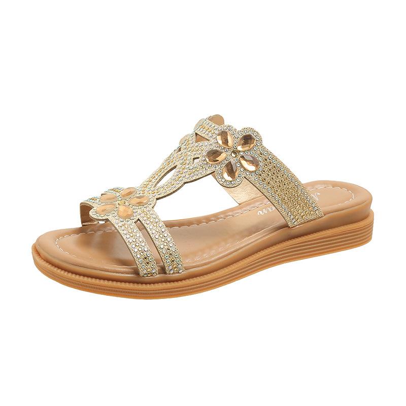 Модные летние новые бохо женские легкие сандалии на плоской подошве женские мягкие пляжные сандалии без застежек женские повседневные сандалии больших размеров