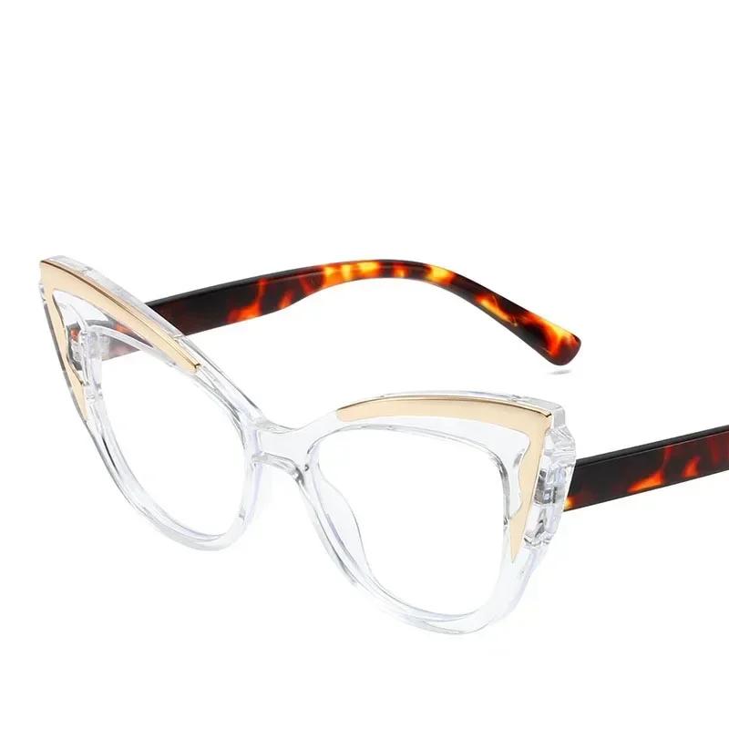 Нейтральные Новые Крупные Рамки Цветовая Коллизия Кошачий Глаз Обычные Очки Женские Ретро Защита от Синего Света Высокой Четкости Плоские Очки