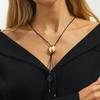 SHIXIN Vintage Black Leather Rope Long Necklace Women Simple Geometric Oval Adjustable Choker Necklace Party Jewelry Accessories