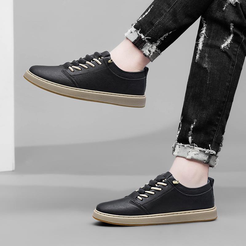 Fashion Brand Genuine Leather High Quality Men Shoes Casual Daily Trendy Sneakers Mens Black Comfortable Footwear Spring and Autumn 2024
