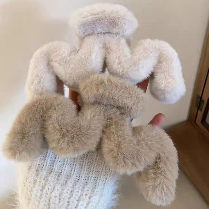 Аксессуары для волос для женщин и девочек, корейская мода, зима, плюшевые, большие, волнистые, элегантные заколки для волос из искусственного меха, заколка для волос, головной убор