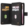 For iPhone 16e Zipper Wallet Case with 15 Card Slots and Strap Leather Phone Cover