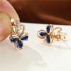 Simple Fashion Crystal Flower Earrings Boho Rose Gold Color Engagement Earrings Mystic Multicolor Zircon Hoop Earrings For Women