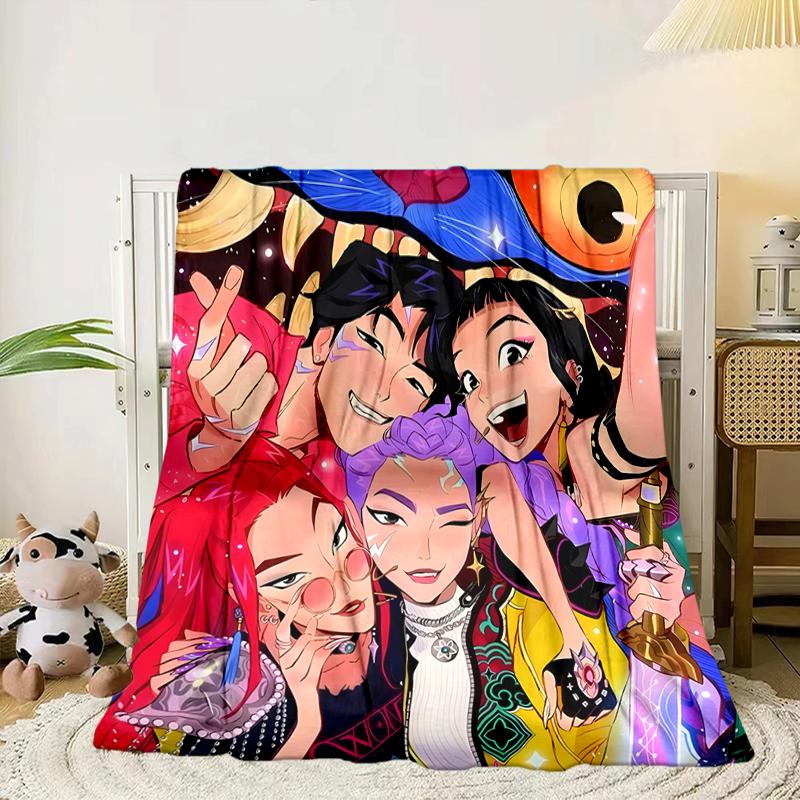 Kpop cartoon Blanket Flannel Blanket for bed, sofa, Camping, Hiking, Picnic Essentials, gift for family Fan gifts