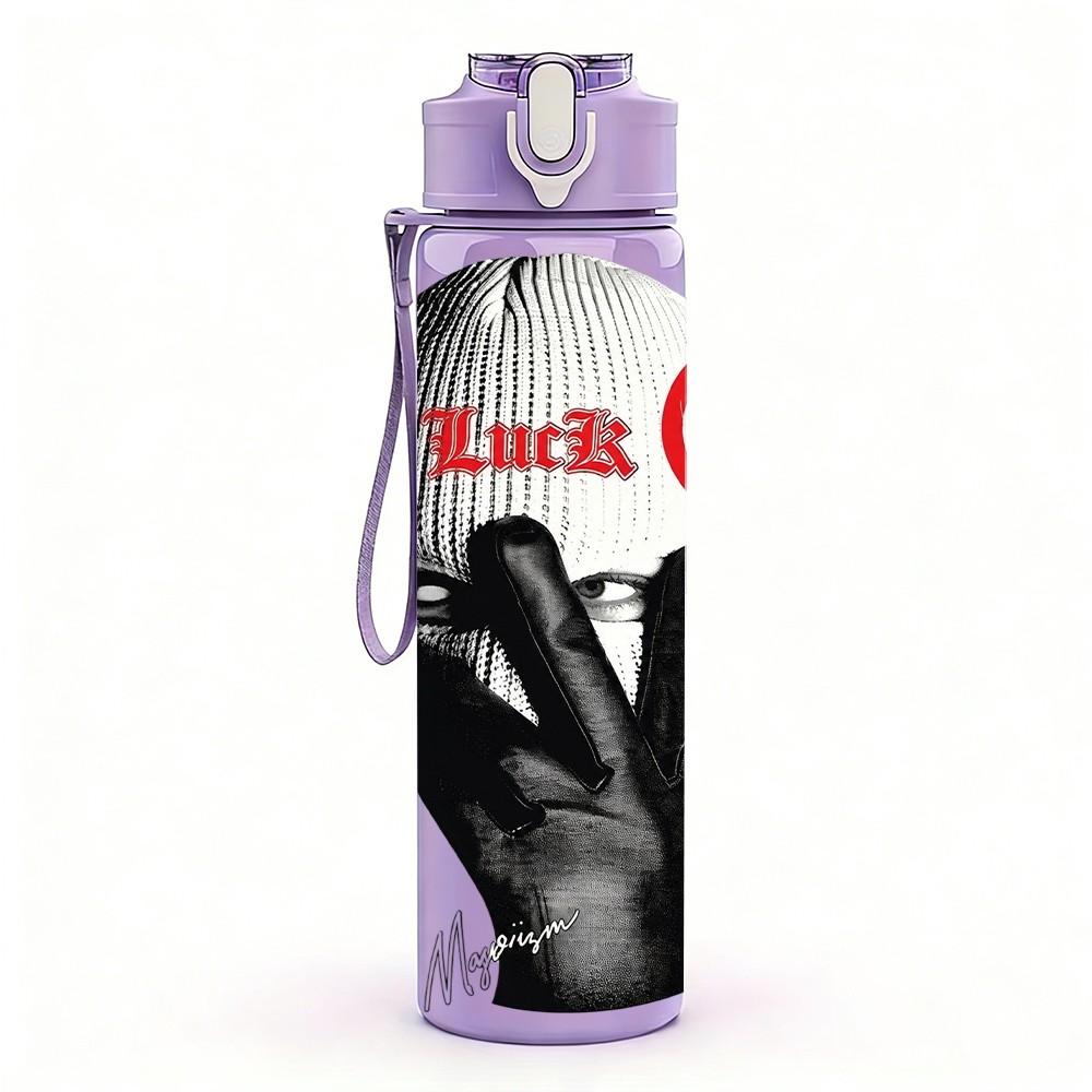1PC Raised Fist Rebel Protest Symbol Print 750ml Color Plastic Sports Water Bottle Leakproof Flip Straw Lid Suitable for Sports Office Home Use