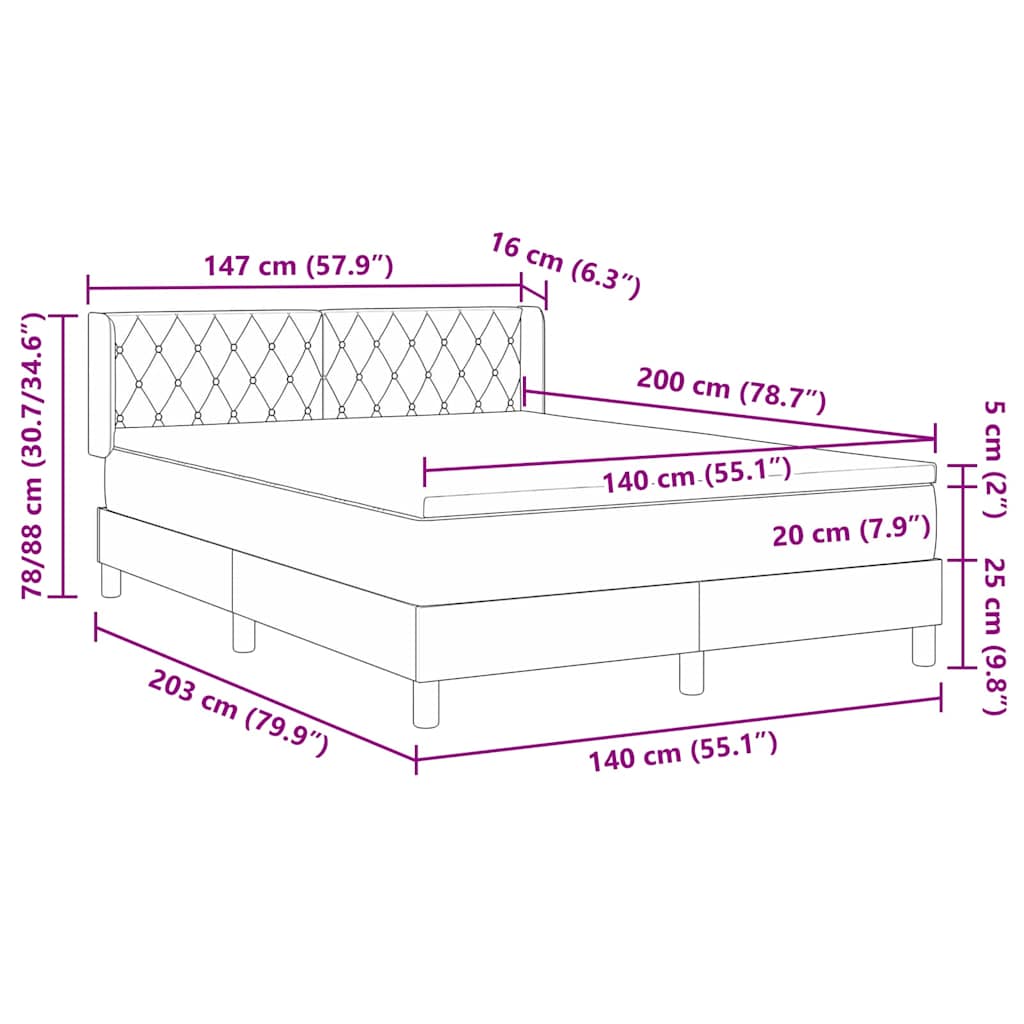 Boxspring Bed with Headboard Black 200 x 140 cm Velvet
