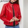 BITCED Rivet Fashion Стойка Кожаная Куртка Однотонная Повседневная Куртка для Женщин Весна/Осень Верхняя Одежда