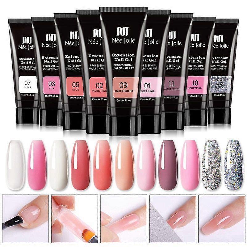 Poly Nail Gel Set 6W LED Lamp Full Manicure Kit Quick Extension Nails Building Fingertips Polygels Tool Kit 3