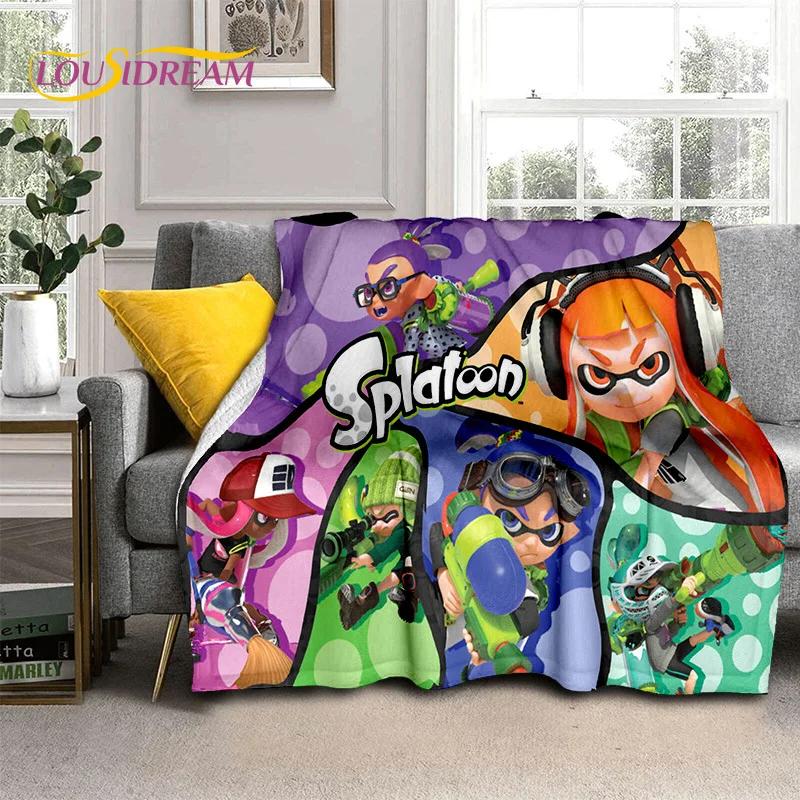 Splatoon3 PC Игрок Мультяшная Игра Мягкие Одеяла, Теплое Плед-Покрывало Уютное Одеяло для Пикника Кроватей Дивана Дома Спальни Подарок
