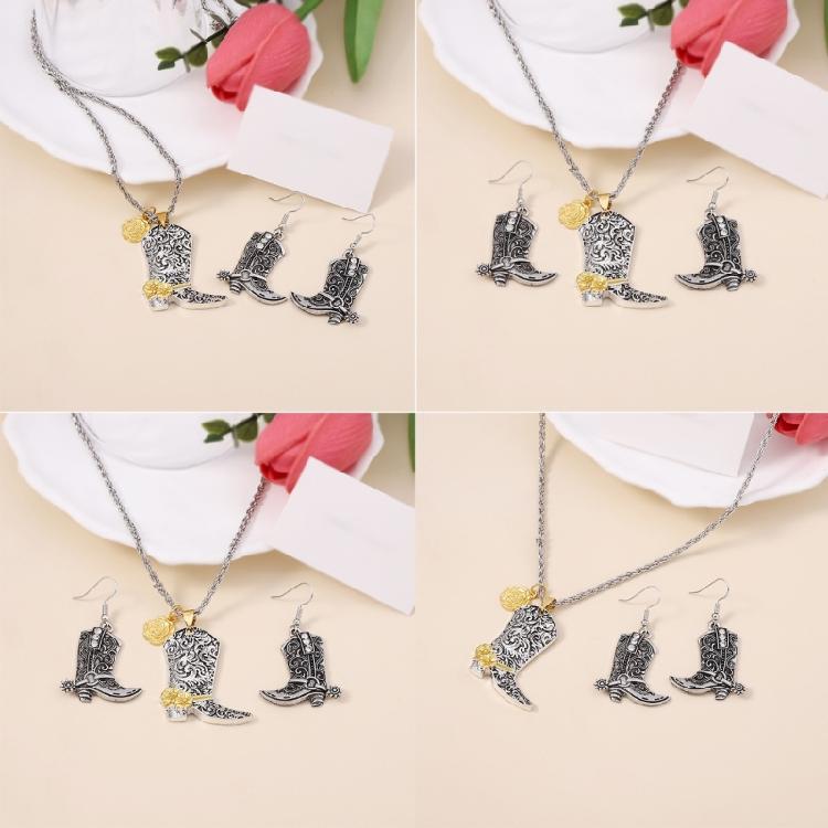 Cowboy Boot Ear Drops/Neck Jewelry Cowgirl Riding Boot Pendant Necklace/Earrings Handmade Ear/Neck Jewelry Ornament