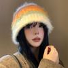 Autumn Winter Colored Woolen Hat Korean Women Beanie Hat Trendy Y2k Striped Hat  Female