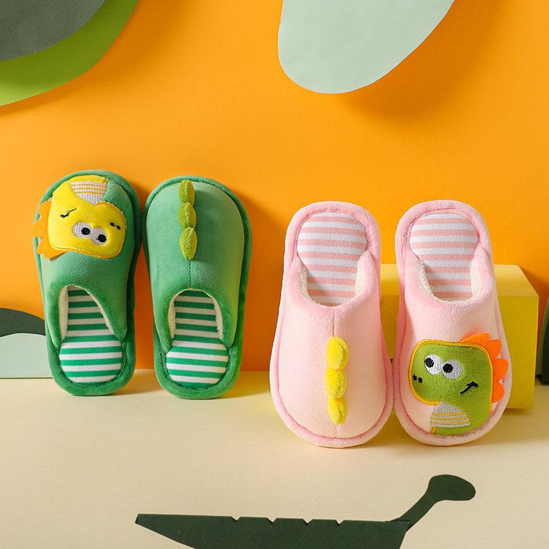 Children Cartoon Dinosaur Cotton Slipper Soft Autumn Winter Warm Princess Baby Boy Girl Indoor Home Bedroom Warm Cotton Shoes