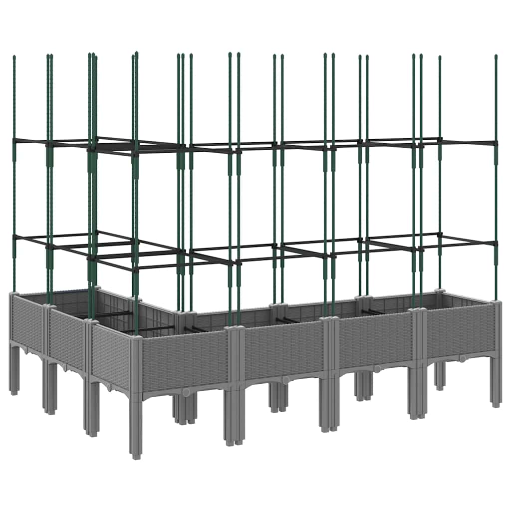 Planter with Trellis Light Grey 160 x 120 x 142.5 cm PP