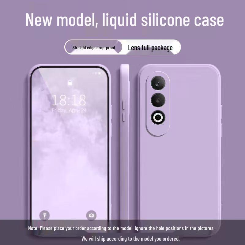 Чехол из жидкого силикона для OPPO K12 Plus: Однотонный, Полное покрытие, Защита от падений, Мягкий край