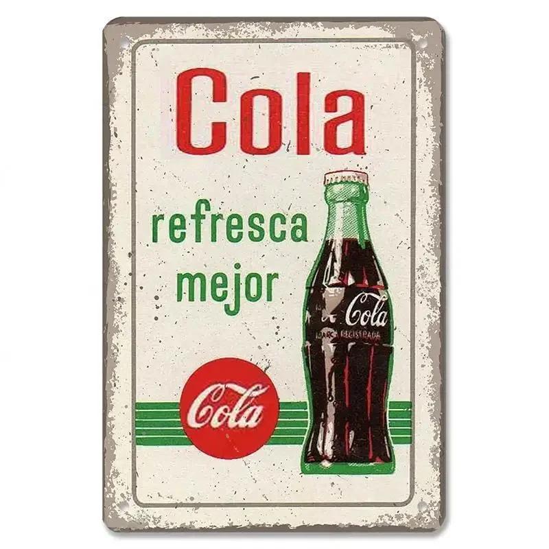 Жестяные знаки Винтажный постер с безалкогольными напитками Cola Металлические девушки пьют бутылки Cola Металлическая пластина Настенная декорация для бара, паба, клуба, ресторана
