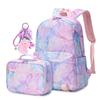 Lightweight Water Resistant Backpack for Kids Girls School Backpack with Lunch Box Elementary Middle School Book Bag Set