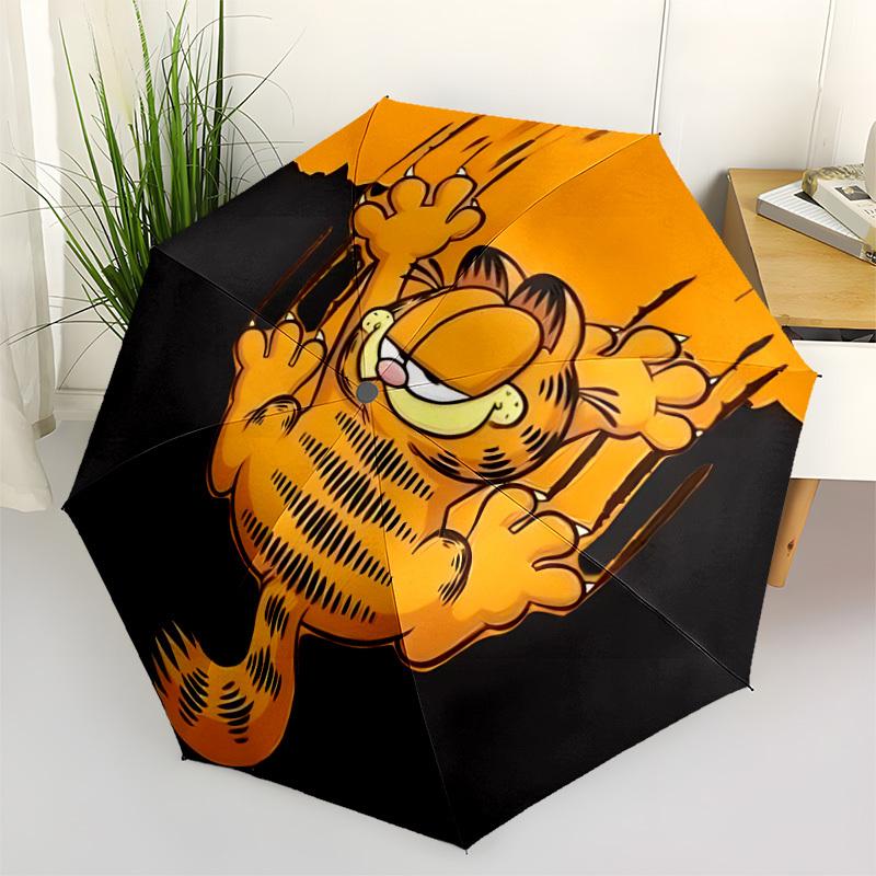 1PC Garfield Cat Auto Open/Close Folding Cute Umbrella, Windproof 8 Ribs Construction, Lightweight Travel Umbrella 0902001