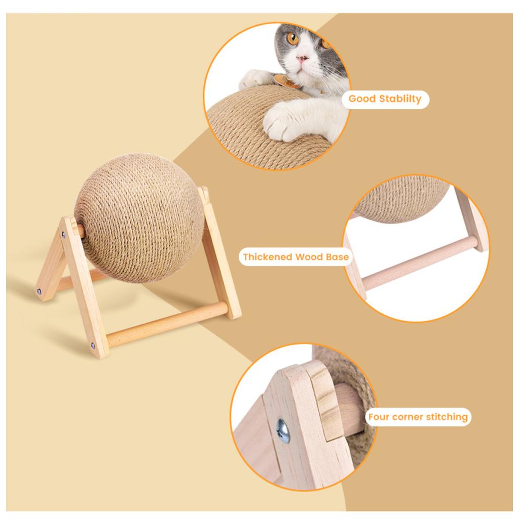 Интерактивная игрушка-когтеточка для кошек средних пород с сизалевой веревкой, прочная деревянная конструкция, шлифовка когтей