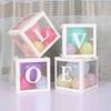 Balloon Box Reusable Clear Paper Box with Letter Stackable DIY Assembly 25 X 25cm Cube Box for Graduation Wedding Birthday Party Decor