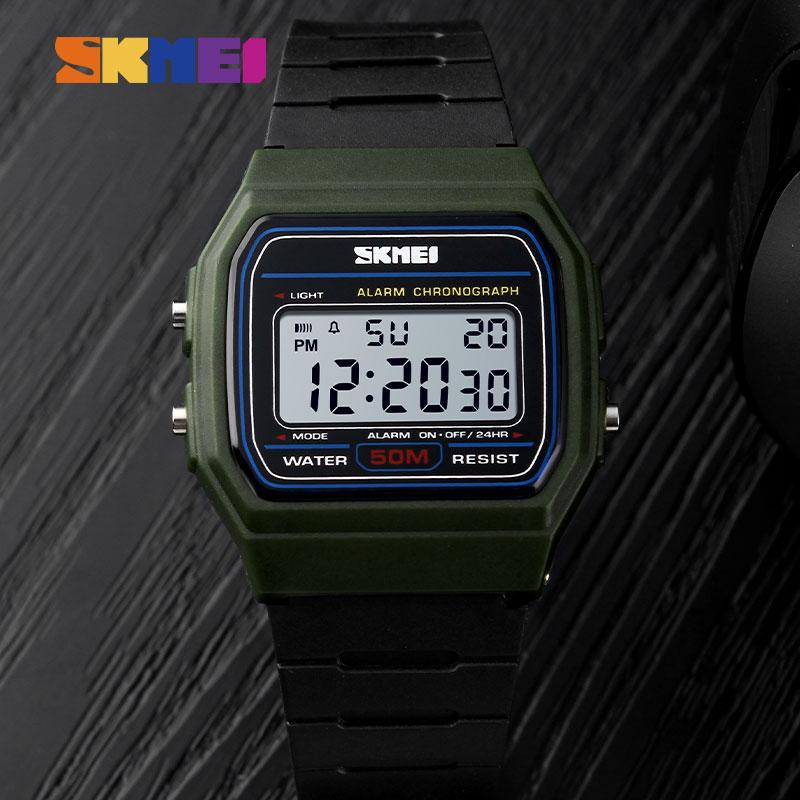 Skmei Часы для пар, модный циферблат, спортивные водонепроницаемые светодиодные часы с датой недели, цифровые повседневные наручные часы
